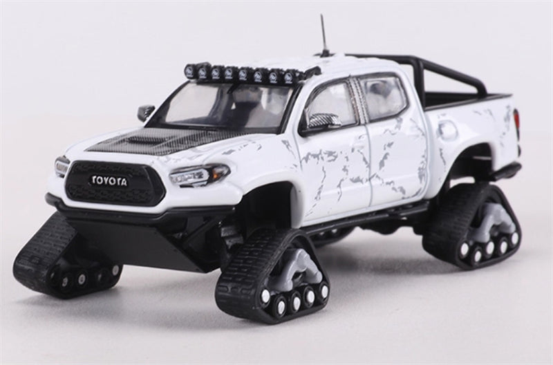 GCD Toyota Tacoma Snow Edition with tank track White Stone Pattern LHD 1:64 Truck Pre-built Model view3