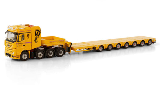 WSI  ACTROS MP4 BIG SPACE SLT 8x4 100 TONNER BROSHUIS - 7 AXLE Wiesbauer 1:50 Truck Pre-built Model