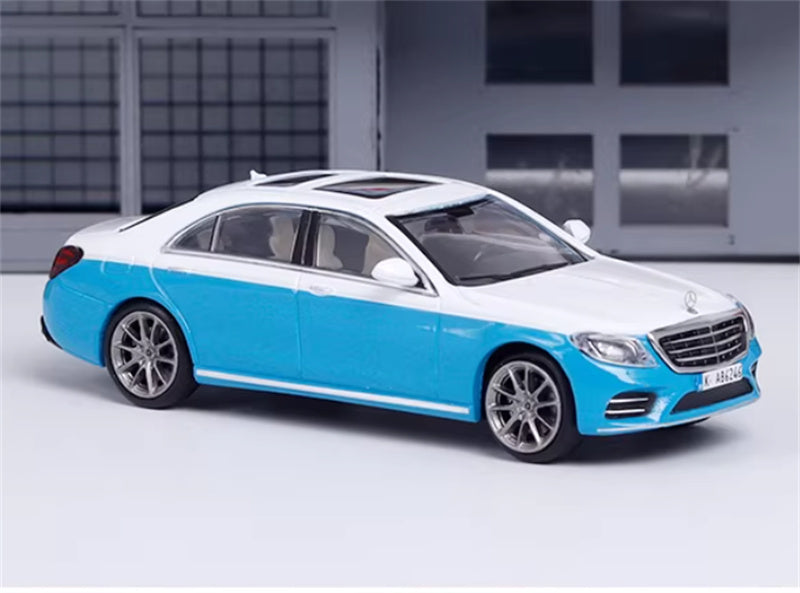 Master Mercedes Benz S-Class S450 W222 White blue dual color 1:64 Car Pre-built Airliner Model Display view4