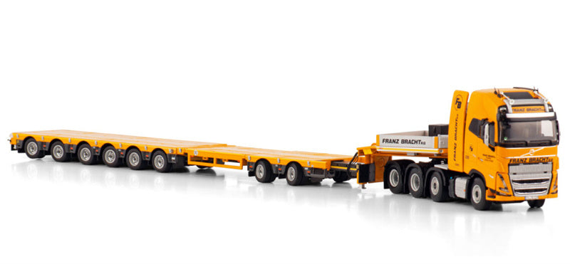 WSI  VOLVO FH5 GLOBETROTTER XL 8X4 SL LOW LOADER WITH 2 AXLE DOLLY - 6 AXLE Franz Bracht KG 1:50 Truck Pre-built Model