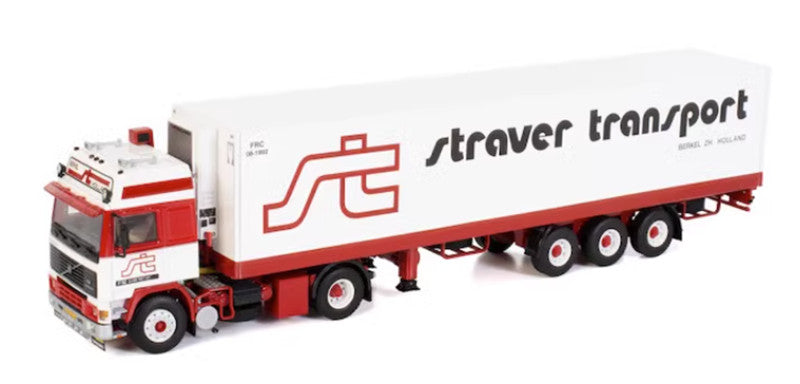 WSI VOLVO F12 GLOBETROTTER 4X2 REEFER TRAILER - 3 AXLE STRAVER TRANSPORT 1:50 Truck Pre-built Model