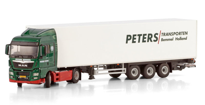WSI MAN TGX XLX EURO 6 FACELIFT 4X2 BOX TRAILER - 3 AXLE Peters Transporten 1:50 Truck Pre-built Model