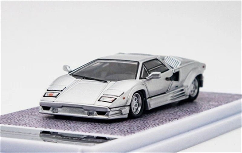Findclassically Lamborghini Countach LP5000S 25th Anniversary Edition Silver Limited Edition 799PCS ONLY 1:64 car Pre-built Model view4