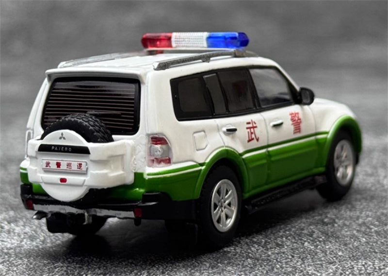 Shadow pro Mitsubishi Pajero V97 Armed Police Patrol Vehicle white-green left hand drive 1:64 Car Pre-built Model view5