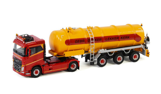 WSI VOLVO FH4 SLEEPER 4X2 TANK TRAILER VACUUM - 3 AXLE GEBR. DEKKER VOF 1:50 Truck Pre-built Model