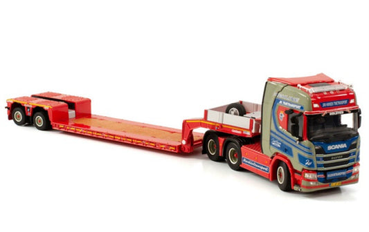 WSI SCANIA R HIGHLINE CR20H 6X2 TAG AXLE EURO LOW LOADER - 2 AXLE JAN HANSEN 1:50 Truck Pre-built Model