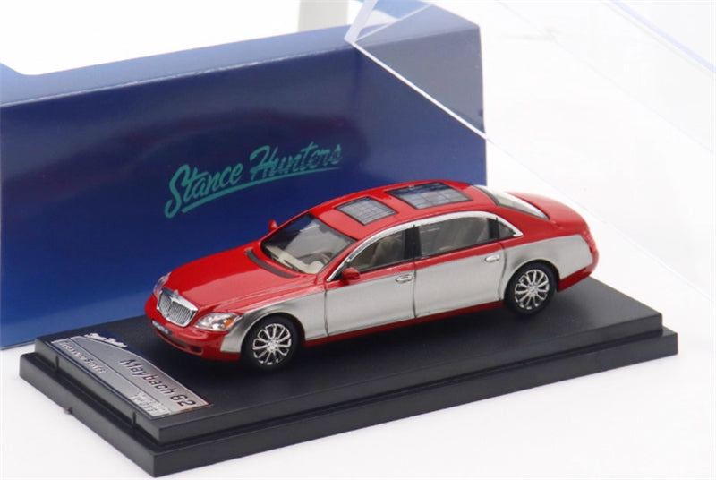 Stance Hunters Mercedes Maybach 62 Extended Edition Grey and Red Color Limited Edition 399PCS ONLY 1:64 Car Pre-built Model view5