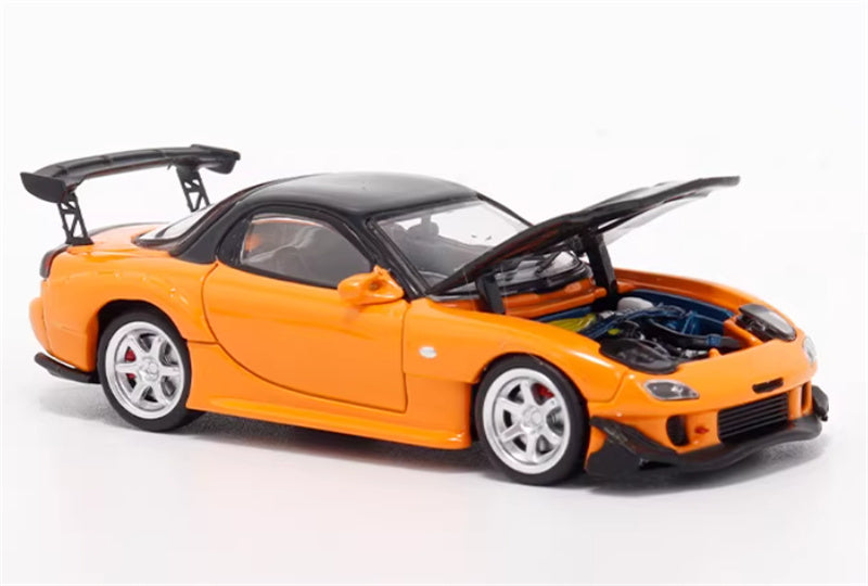 BSC Mazda RX7 FD3S Passion Orange - Carbon Cover 1:64 Car Pre-built Airliner Model Display view4