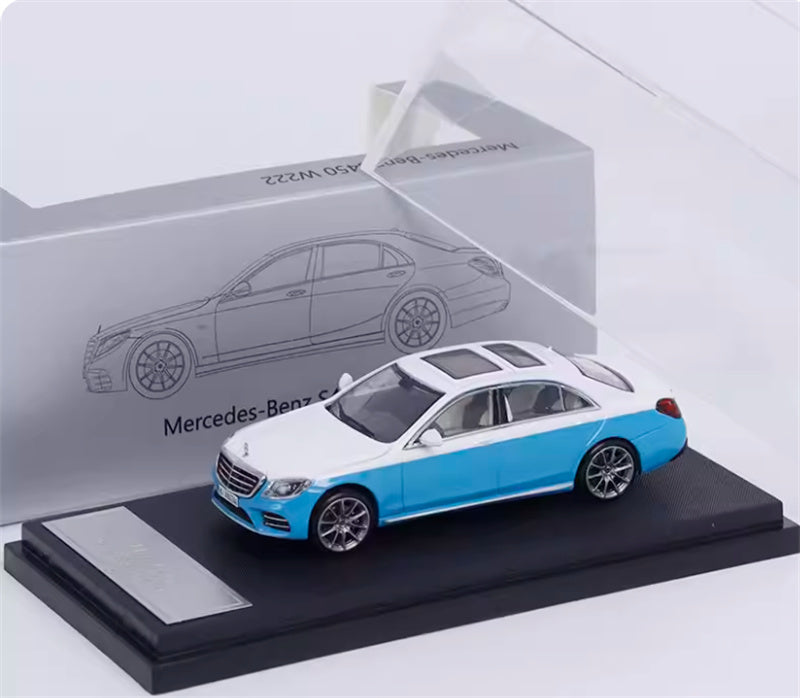 Master Mercedes Benz S-Class S450 W222 White blue dual color 1:64 Car Pre-built Airliner Model Display view6