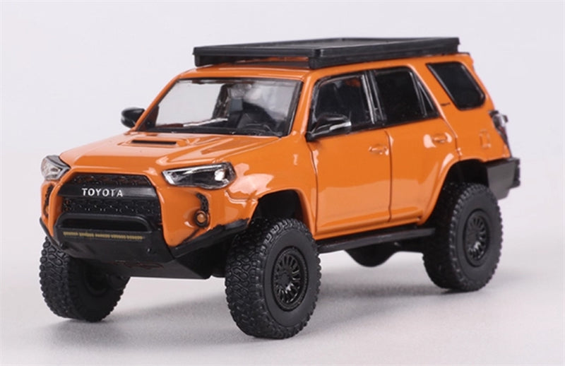 GCD Toyota 4Runner TRD PRO Overland SUV Modified Version Orange w/ 18 Parts LHD 1:64 Car Pre-built Model view1