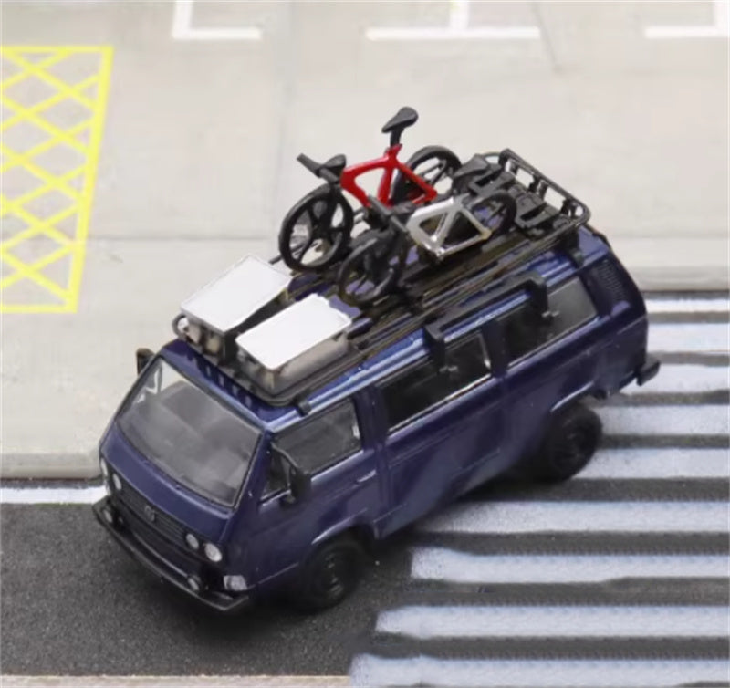 Master Volkswagen T3 Van Blue with Accessories 1:64 Car Pre-built Airliner Model Display view4
