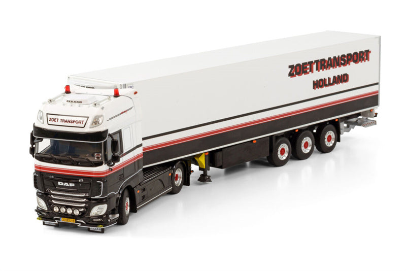 WSI DAF XF SUPER SPACE CAB MY2017 4X2 REEFER TRAILER - 3 AXLE PETER ZOET TRANSPORT 1:50 Truck Pre-built Model