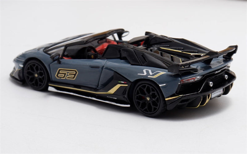 Rhino Model Lamborghini Aventador SVJ 63 Roadster Grey convertible 1:64 Car Pre-built Model view5
