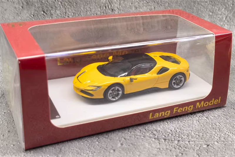 Lang feng Model Ferrari SF90 supercar Yellow hardtop 1:64 Car Pre-built Airliner Model Display view8