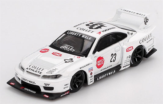 MINIGT Nissan S15 SILVIA LB Super Silhouette ATHLETE #23 white carton packaging 1:64 Car Pre-built Model view1