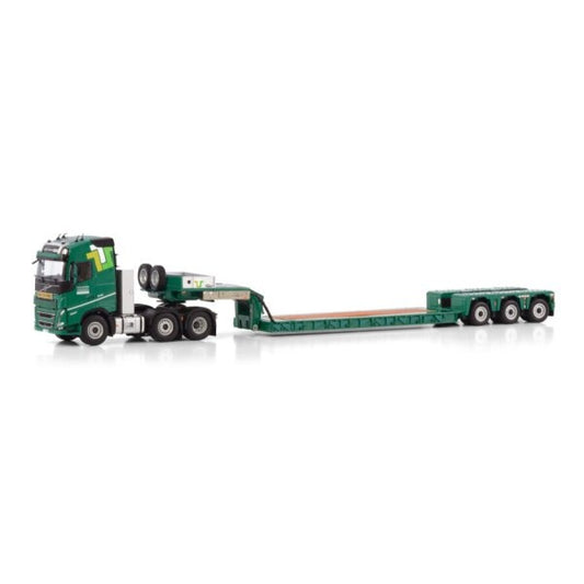 1:50 VOLVO THEVENON FH5 6X2 LOW LOADER 3 AXLE WSI Green Diecast Model