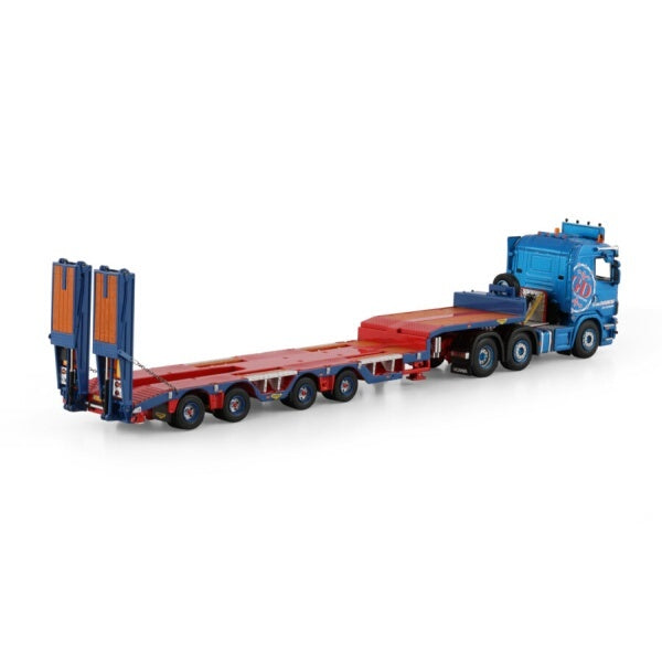 1:50 SCANIA G. VAN DOESBURG 4 series FLAT ROOF 6X2 SEMI WHEEL WELL LOW LOADER 4 AXLE WSI   Diecast Model