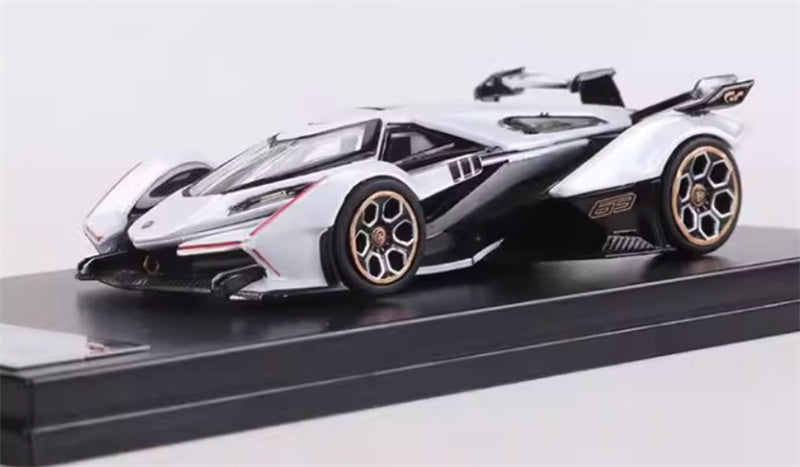LeManFang Lamborghini V12 Vision VGT Concept Car Pearlescent White 1:64 Car Pre-built Model view1