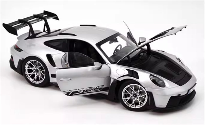 NOREV 2022 Porsche 911 GT3 RS GT Coupe Silver Silver top cover 1:18 Car Pre-built Model view6