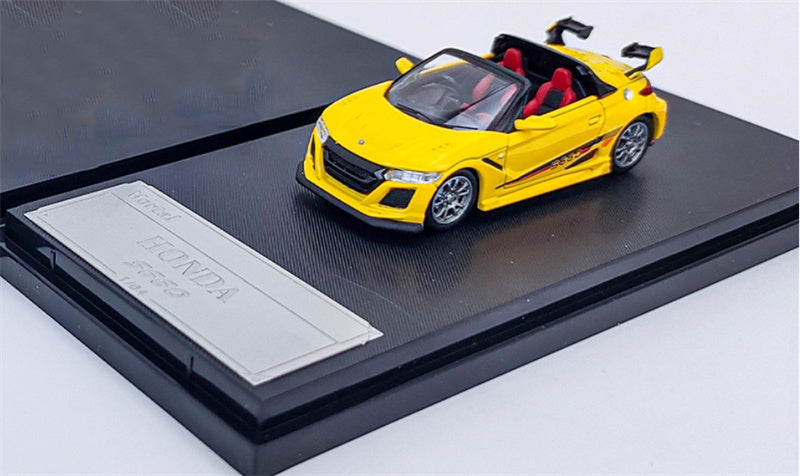 Mortal Honda S660 Mugen Convertible Wide body modified version Small tail yellow - with top cover Limited Edition 499PCS ONLY 1:64 Car Pre-built Model view5