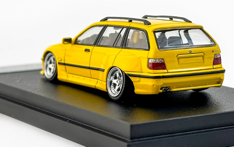 Mortal Third Generation BMW 3 Series E36 Four-Door Touring Yellow Lowered Version Limited Edition 499PCS ONLY 1:64 Car Pre-built Model view2