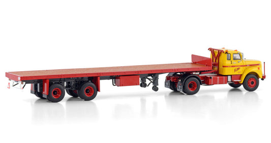 WSI SCANIA L110 SLEEPER CAB TORPEDO CLASSIC FLATBAD TRAILER - 2 AXLE Klomp 1:50 Truck Pre-built Model