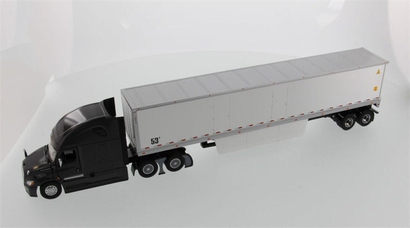 CATERPILLAR  Freightliner New Cascadia with 53′ Dry Cargo Van – Grey tractor + White trailer 1:50 Truck Pre-built Model