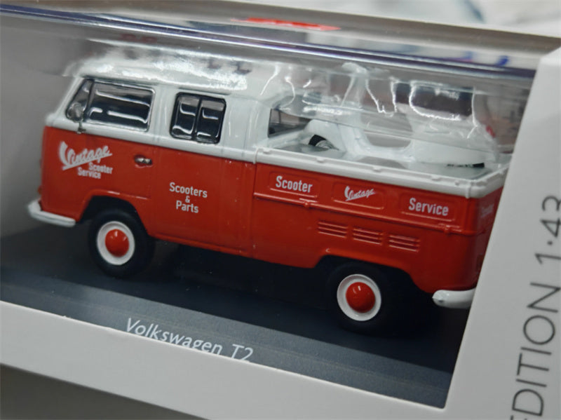 SCHUCO VOLKSWAGEN VW T2 Vintage Scooter Parts WITH Vespa GS 1:43 Car Model view5