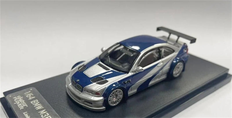 1:64 BMW M3 E46 GTR Silver with Blue Stripes Ghost Playe DIECAST Limited Edition 999pcs ONLY Model