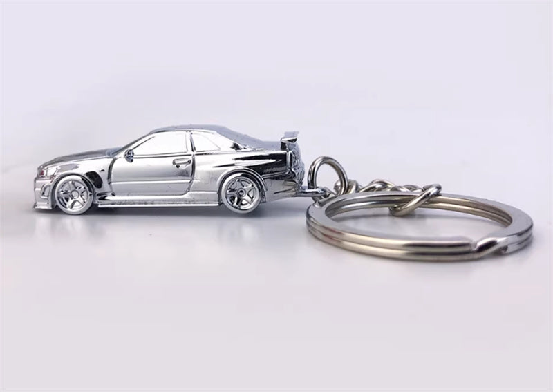 1:87 Nissan GTR34  silver plating  SEEKER  DIECAST Keychain Model