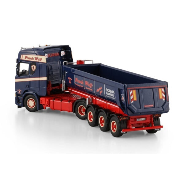 1:50 SCANIA FRANK WULF R CR20H 4X2 HALF PIPE TIPPER TRAILER 3 AXLE WSI   Diecast Model