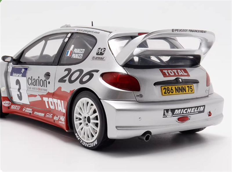 1:18 PEUGEOT 206 WRC PANIZZI TDC Rally 2002 silver gray  OTTO Limited Edition 2000PCS ONLY Resin Car Model