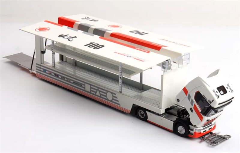 Max well Scania #S730 double-decker transport vehicle Red White Light 100 Coating 1:64 Truck Pre-built Airliner Model Display view4