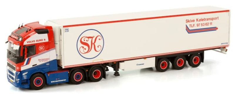 WSI VOLVO FH5 GLOBETROTTER XL 6X2 TWIN STEER REEFER TRAILER - 3 AXLE SKIVE 1:50 Truck Pre-built Model