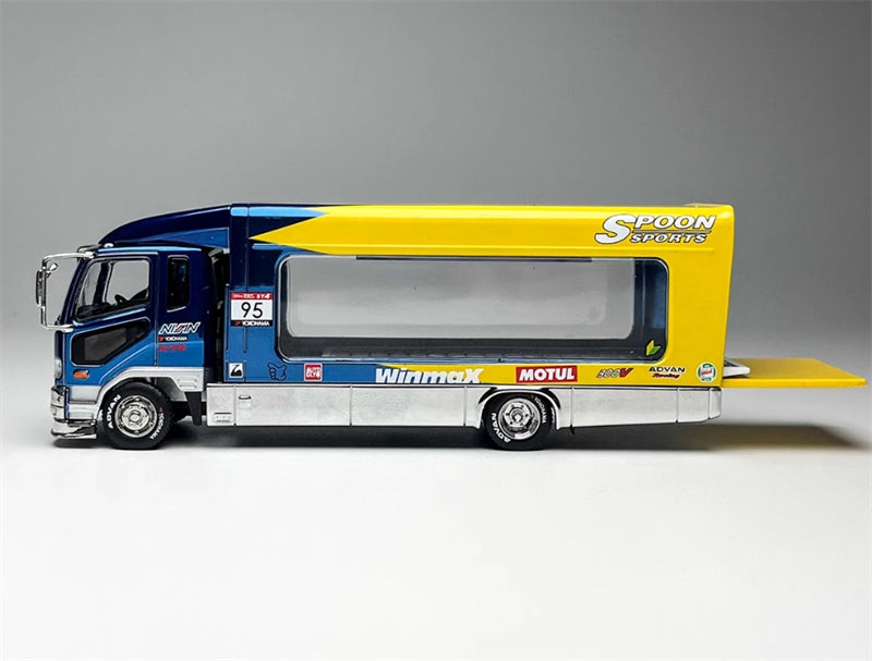 GCD Mitsubishi Mk2 fuso lifting type container truck transport SPOON sports Electroplated Blue RHD 1:64 Truck Pre-built Model view7