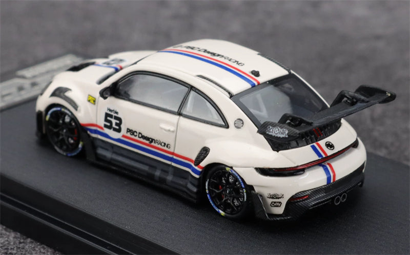 1:64 Porsche 911 992 GT3 Beetle RS milky white Herbie 53# TimeMicro x PSC DESIGN Limited Edition DIECAST Civil Car Model