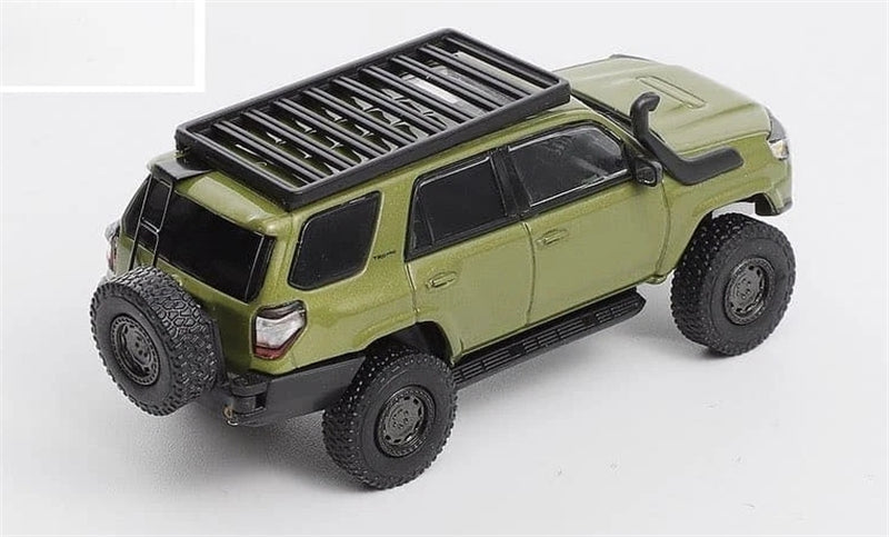 GCD Toyota 4Runner TRD PRO Overland SUV Modified Version Green w/ 13 Parts LHD 1:64 Car Pre-built Model view5