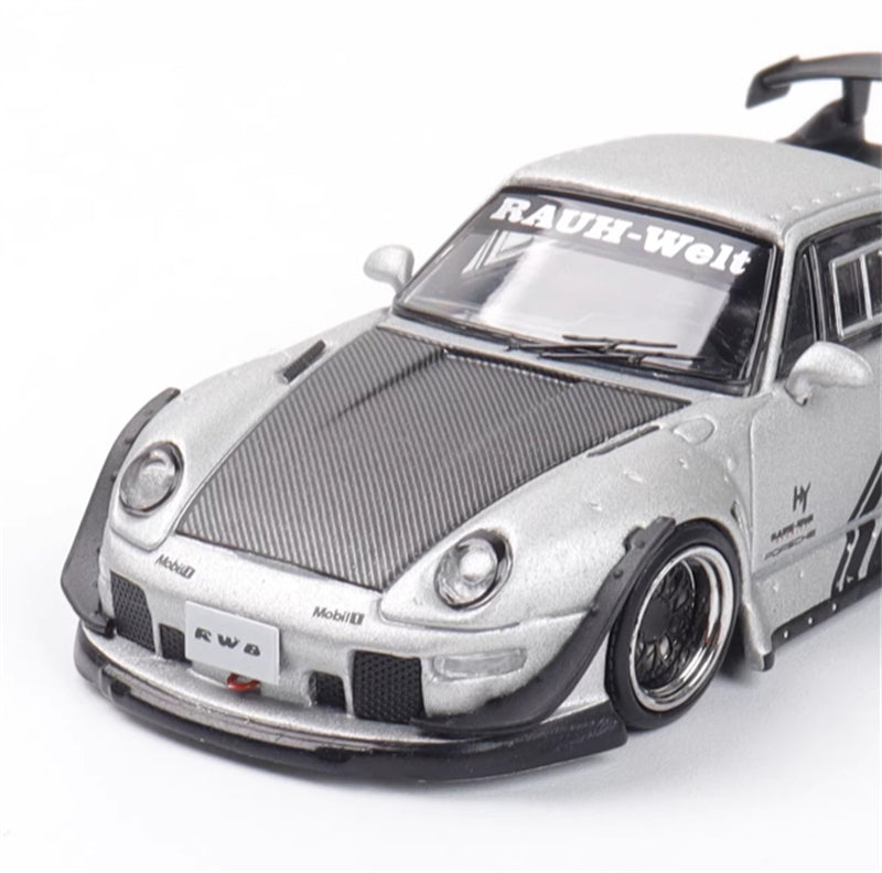 1:64 Porsche 911 RWB 993 Cyberpunk Silver SW DIECAST Model
