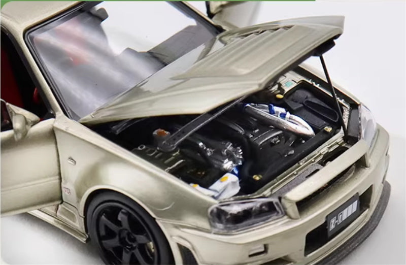 1:43 Nissan GTR Nismo R34 Z-TUNE  Jade Green  PGM x onemodel Regular Edition White base Limited Edition 688PCS ONLY DIECAST Car Model