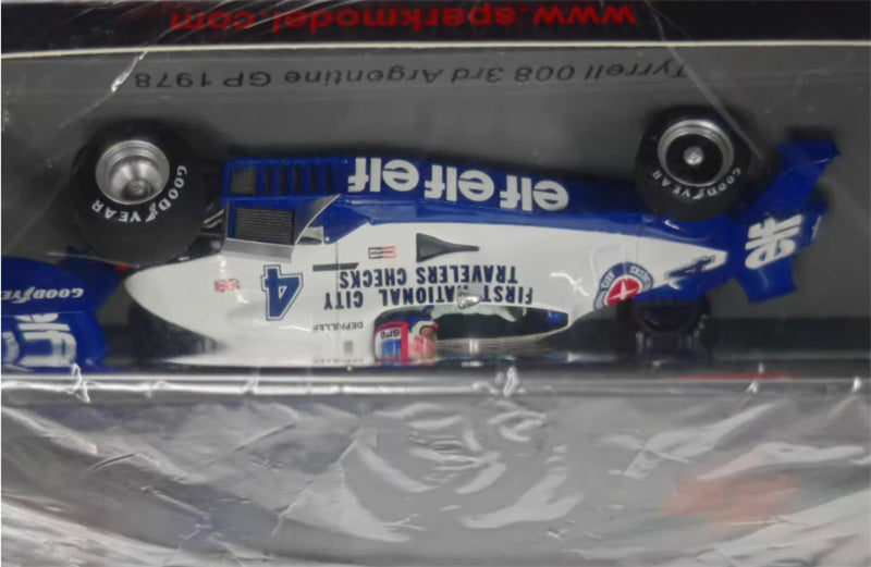 Spark Tyrrell 008 #4 3rd Argentine GP 1978 P.DEPAILLER BLUE WHITE 1:43 Car Pre-built Model view7