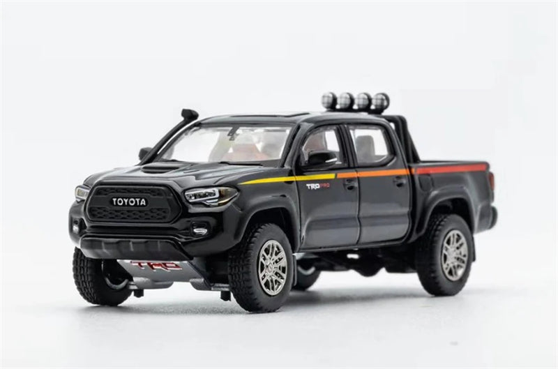GCD TOYOTA Tacoma TRD PRO Pickup Black with Stripes LHD 1:64 Truck Pre-built Model view5