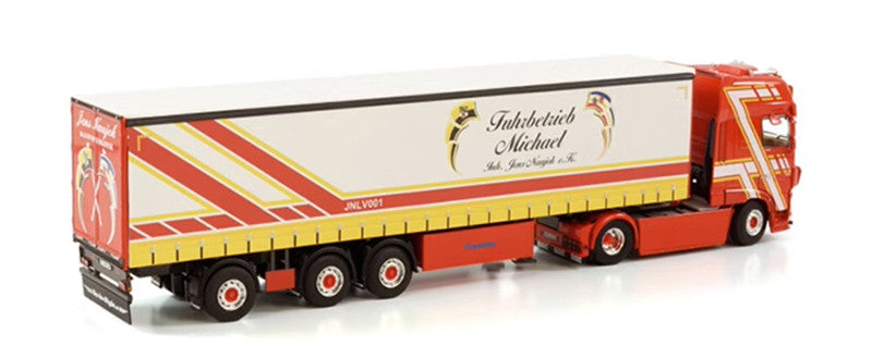 WSI DAF XF SUPER SPACE CAB MY2017 4X2 CURTAINSIDE TRAILER - 3 AXLE MICHAEL / NAUJOK 1:50 Truck Pre-built Model