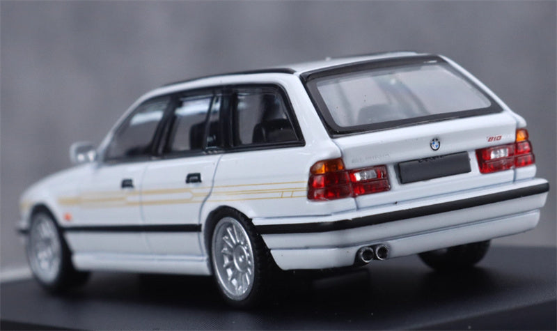 Mortal BMW E34 ALPINA B10 TOURING 5 Series wagon Pearl white Gold Strip Limited Edition 699PCS ONLY 1:64 Car Pre-built Model view7