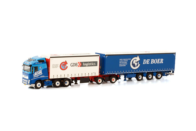 WSI VOLVO FH4 GLOBETROTTER 6X2 TWINSTEER LZV COMBI - 8 AXLE DE BOER TRANSPORT 1/50 DIECAST Truck