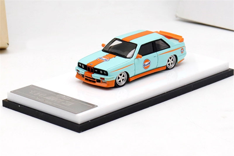 ScaleMini BMW M3 first generation E30 low slung sports car Gulf coating Limited Edition 499PCS ONLY 1:64 Car Pre-built Model view1