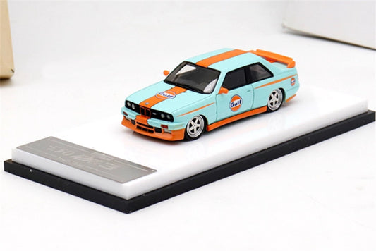 ScaleMini BMW M3 first generation E30 low slung sports car Gulf coating Limited Edition 499PCS ONLY 1:64 Car Pre-built Model view1