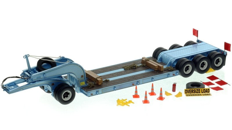 1:50 Talbert  1960s 60-Ton Cableneck Lowbed w/ Single-Axle Dolly Heavy Haul Replicas  Sky Blue Diecast Model