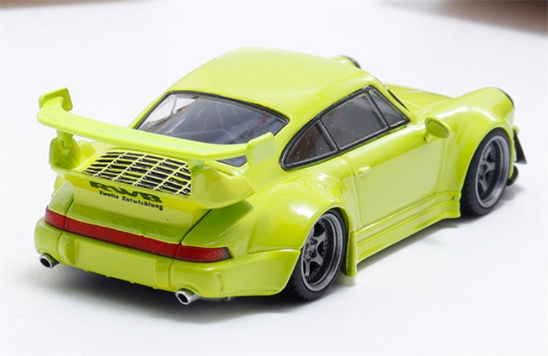DECODE Porsche RWB 964 Acid Green RAUH - Welt 1:64 Car Pre-built Model view4