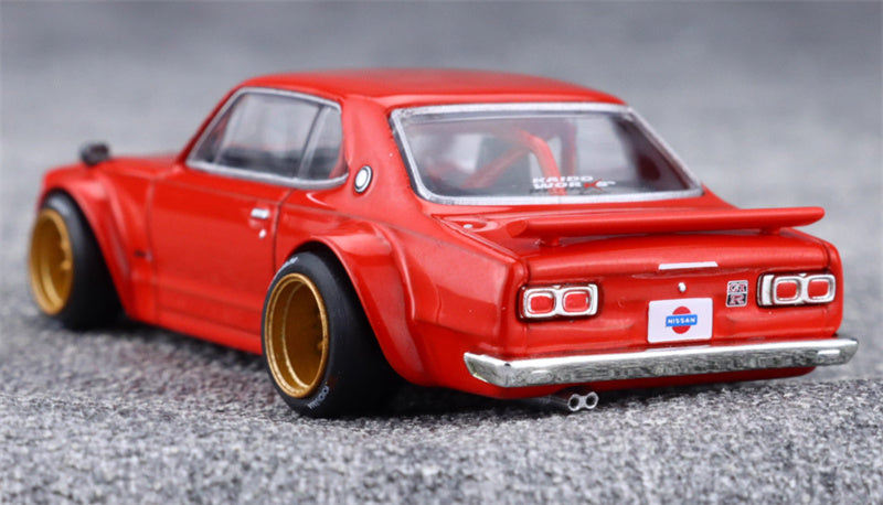 KaidoHouse x MiniGT Nissan Skyline 2000GT-R KPGC10 Kaido Street V1 red color box packaging 1:64 Car Pre-built Model view9