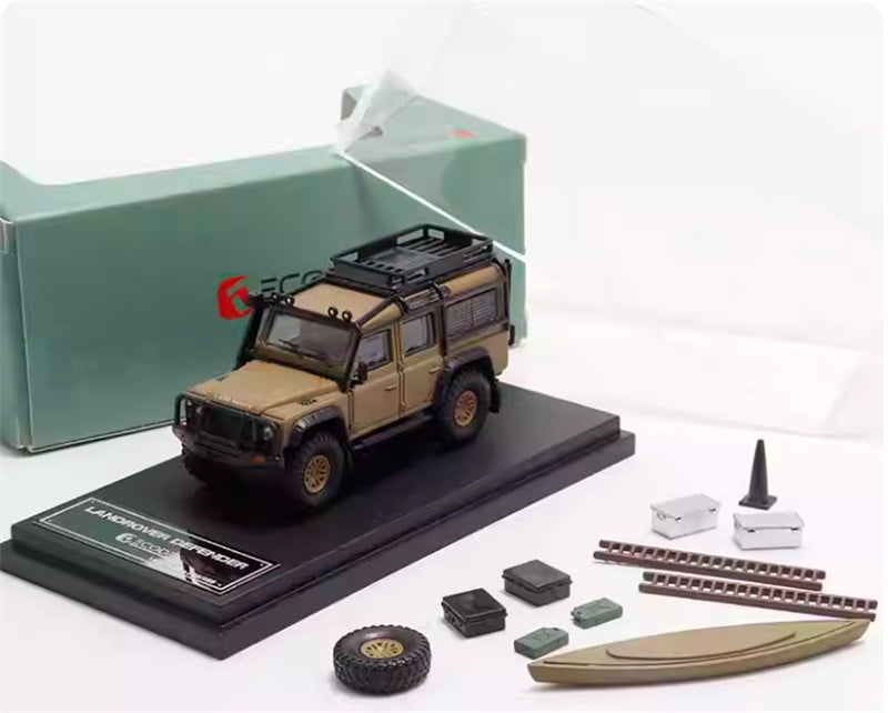 Master & Decode Land Rover Defender 110 4X4 modified military green yellow 1:64 Car Pre-built Airliner Model Display view4